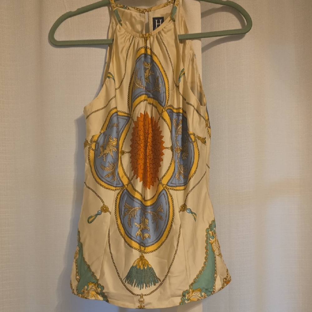 Elegant Cream and Blue Women's Top